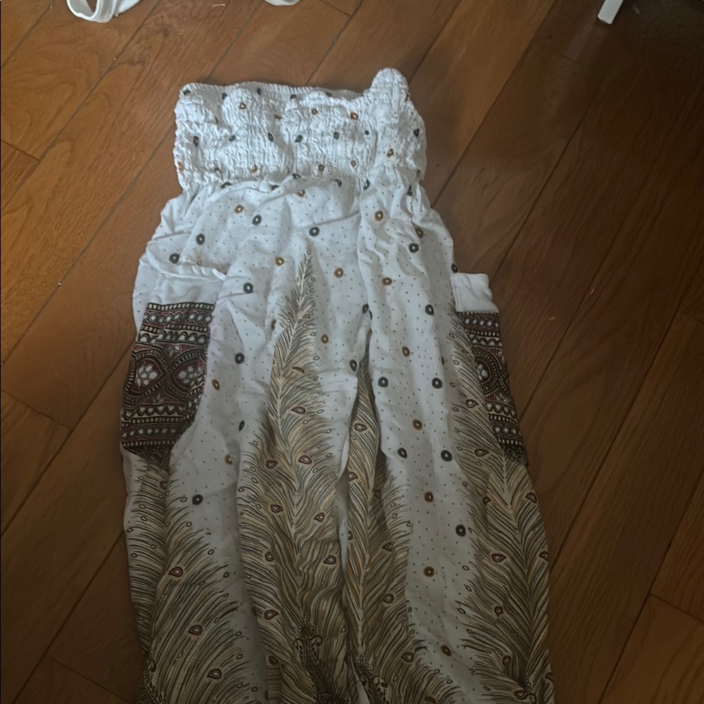 White and Brown Patterned Pants